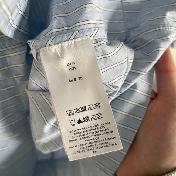 Sz 38 Ganni Blue Stripe Cotton Mini Dress - Picture 7 of 7